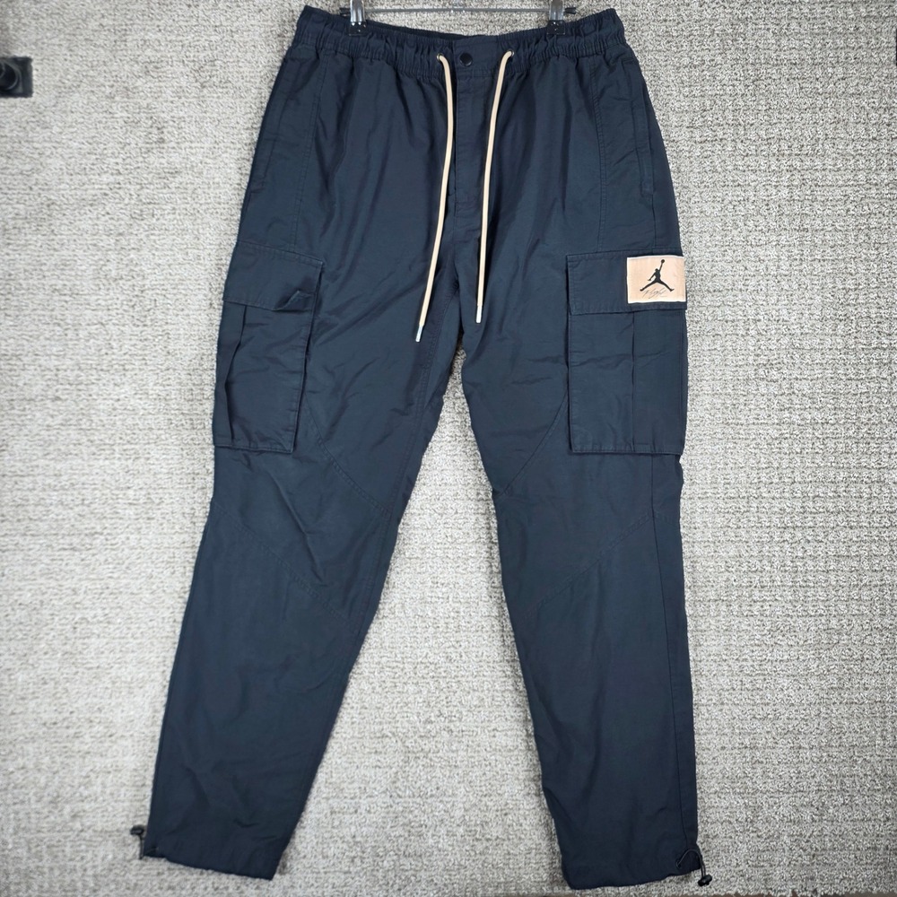 Jordan Flight Mens Heritage Cargo Pants Black Elastic Drawstring Size Large